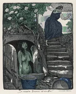 Germanic Mythology Art Stampe: Nixie in the Well
