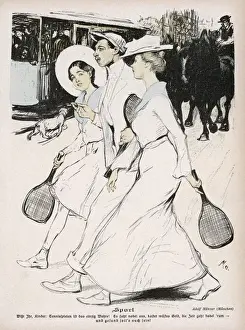 German Tennis Players Stampe: Off to the Courts