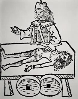 Operazione di calcolo della cistifellea. Xilografia. Hort