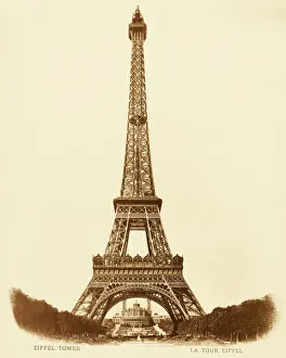 Stampe di Guardando attraverso le gambe del Torre verso il lontano Trocadéro sulla lunga riva della Senna Senna Stampe: Torre di Eiffel a Parigi (C 1908)