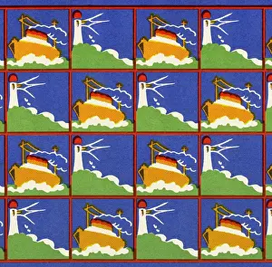 Vintage Book Cover Art Stampe: A pattern of ships