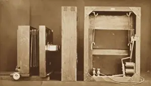 Old Camera Technology Stampe: A photographing camera and back of electro-shutter
