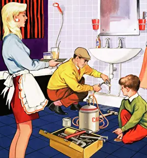 Plumber At Work Stampe: The Plumber