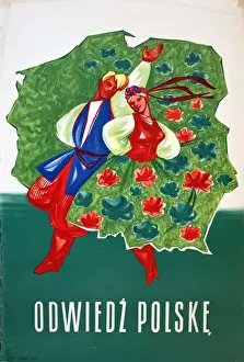 Stampe di Affissone, Visita la Polonia. Circa anni '50 Poster Stampe: Poster, Visita la Polonia.