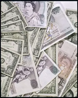 US Dollar Bills Stampe: Pound and Dollar Notes