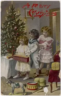 Traditional Christmas Tree Stampe: Three with Presents