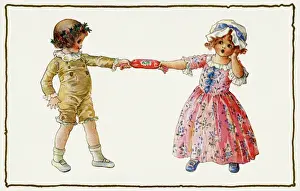 Historical Christmas Scenes Stampe: Pulling an Xmas cracker