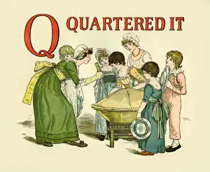 Stampe di Dal libro di illustrazioni iconiche 'L'arancia della felicità', scritto da Kate Greenaway, pubblicato nel 1886 Kate Greenaway Stampe: Quartato in