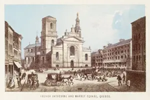 Quebec City Landmarks Stampe: Quebec / Cathedral / Square