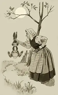 Vintage Rabbit Illustrations Stampe: A Rabbit by the Ears