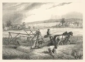 Historical Farming Equipment Stampe: Reaping with McCormick