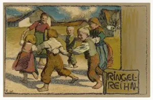 Vintage Childhood Photography Stampe: RING O ROSES C1905