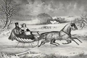 Horseback Riding In Snow Stampe: The road, winter