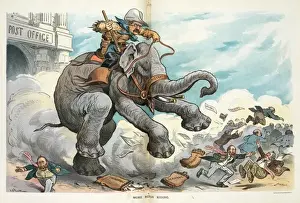 Puck Magazine Cartoons Online Stampe: More rough riding
