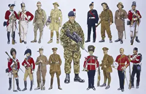 Stampe di La Regina Regina Reggimento di Fucilieri, formati nel 1968 dalla Northumberland Royal Fusiliers (destra superiore), i Warwickshire Royal Fusiliers (inferiora destra) Immagini Correlate Stampe: Reggimento Reale di Fanteria