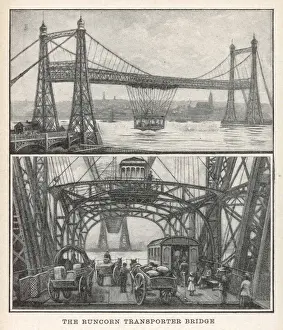 Fiume Mersey Stampe: Ponte di Runcorn 1905
