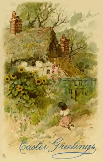 Stampe di Cartolina di Pasqua. Una capanna nel Sussex. Artista: William Stephen Coleman Data: circa 1900 William Stephen Coleman Stampe: Cottage rustico.