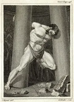 Samson And Delilah Art Stampe: Samson Destroys Temple