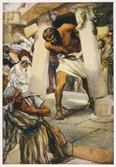 Historical Biblical Events Stampe: Samson Pulls down Temple