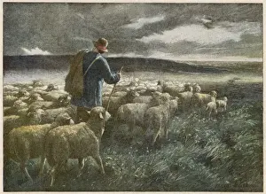 Stormy Weather Landscape Stampe: Shepherd and Storm