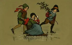 Family Fun In The Snow Stampe: Skating and sledging