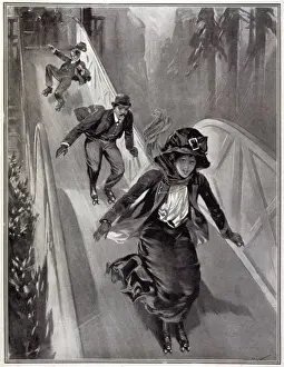 Vintage Roller Skating Images Stampe: Skating Switchback 1909