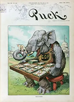 Puck Magazine Illustrations Stampe: Solitaire