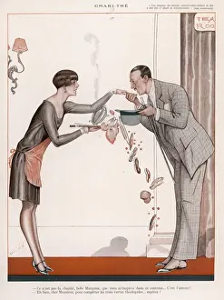Overwhelmed Woman Stampe: Spilling th Dinner