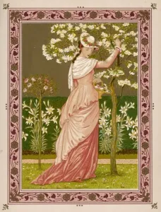Primavera Stampe: Giardino/Donna decorativa