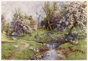 Primavera Stampe: Fiume con Anatre