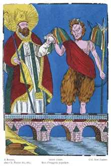 Good V Evil Art Stampe: St Cado and the Devil