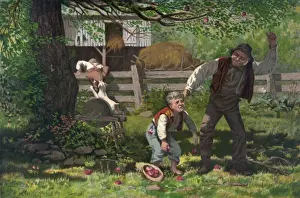 Vintage Apple Illustrations Stampe: Stealing apples