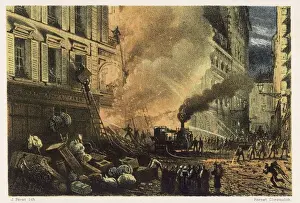 Historical Firefighting Equipment Stampe: Steam fire engine at work