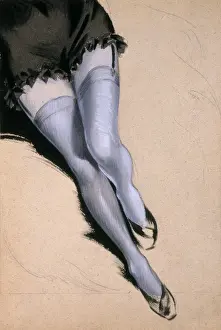Vintage Lingerie Models Stampe: Stockinged legs by David Wright