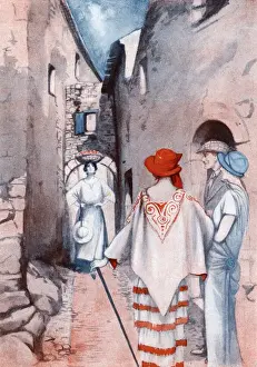 French Riviera Towns Stampe: A Study in Contrasts at Eze by Marcel Poncin