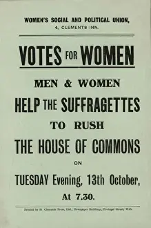 La manifestazione delle suffragette presso la Camera dei comuni, volantino del 1908