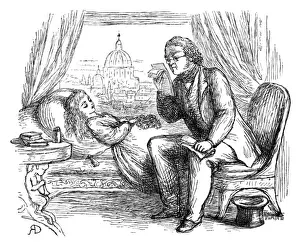 Victorian Era Authors Stampe: Thackeray Reading