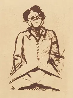 English Novelist Biography Stampe: Thackeray (Selfport)