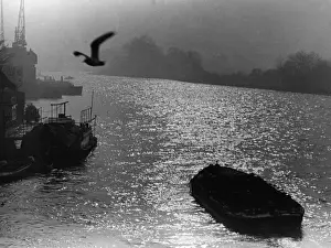 Vintage London Skyline Stampe: Thames Sunset