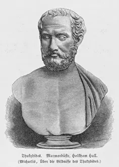 Stampe di Tucidide storico greco, scrisse la sua storia mentre era esiliato per un presunto fallimento militare Atene Stampe: Iscrizione di Thucidide / Rilievo