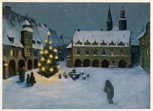 Snow Covered Trees Stampe: Tree in Town Square