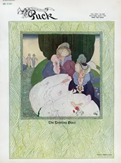 Elegantly Dressed Women Stampe: The trysting place