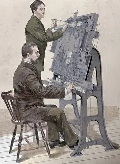 Nineteenth Century Typography Stampe: Typographic composing new machine