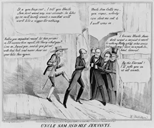 American Political Satire Stampe: Uncle Sam and his servants