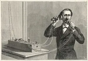 Alexander Graham Bell Invention Stampe: Using Bells Telephone