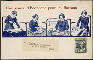 Vintage Office Equipment Stampe: Using a Copying Device
