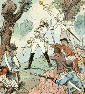Stampe di 'Charette de la Contrie, leader degli insorti della Vandea, in combattimento con le forze rivoluzionarie. Data: 1792' Vandea Stampe: Guerra della Vandea - 2