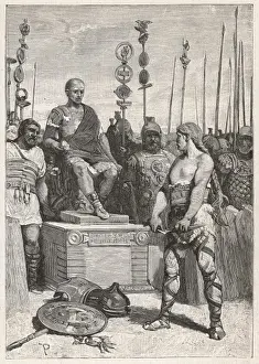 Historical Prints Online Stampe: Vercingetorix & Caesar