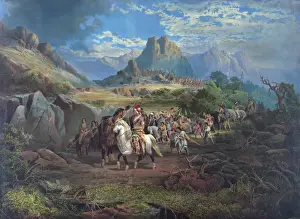 Vintage Native American Art Stampe: On the war path