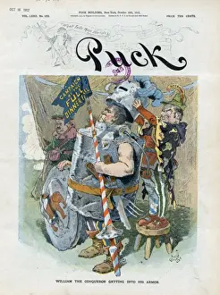 Historical Figures In Armor Stampe: William the Conqueror getting into his armor